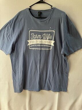 Gildan Farm Wife Field Delivery Graphic Tee - Blue